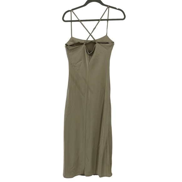 Nasty Gal Collection NWT Satin Square Neck Midi Slip Dress Size 2 Sand/tan - Picture 2 of 9